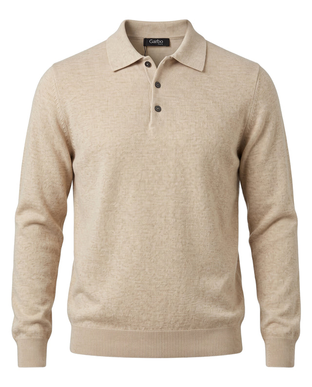Pull Col Polo "Biella" Boutonnés Beige