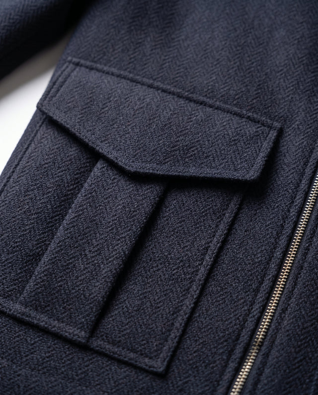 BLOUSON HERMÈS EN LAINE À CHEVRONS BLEU MARINE Blouson