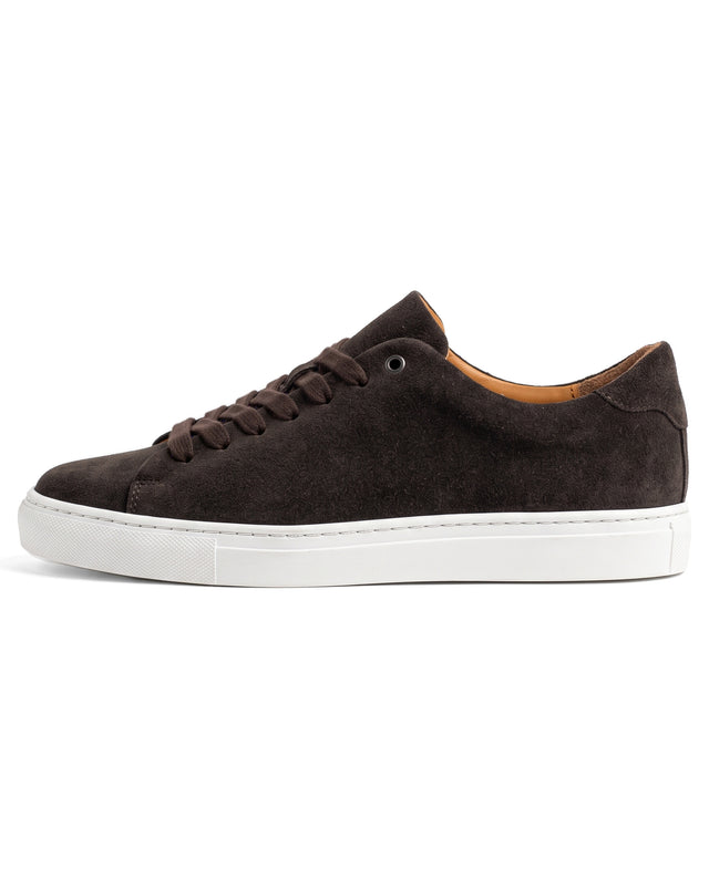 "Sneakers" Basket en Cuir de Veau Retourné Chocolat