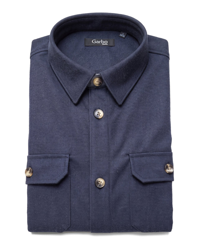SURCHEMISE ALEX BLEU MARINE EN FLANELLE DE COTON EPAIS