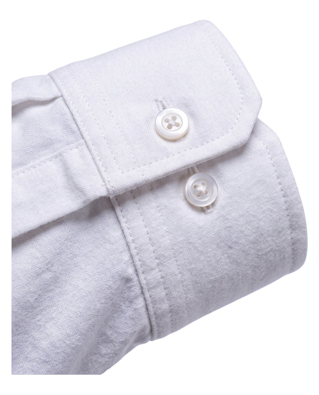 Chemise Col "Monte-Carlo" Blanche en Flanelle de Coton