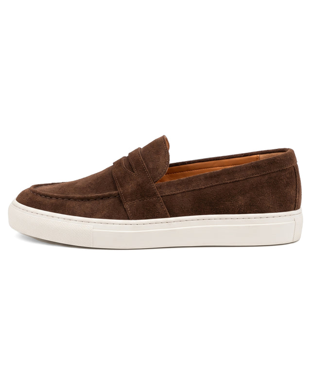 "Mykonos" Mocassin Sport Chic en Cuir Daim Chocolat