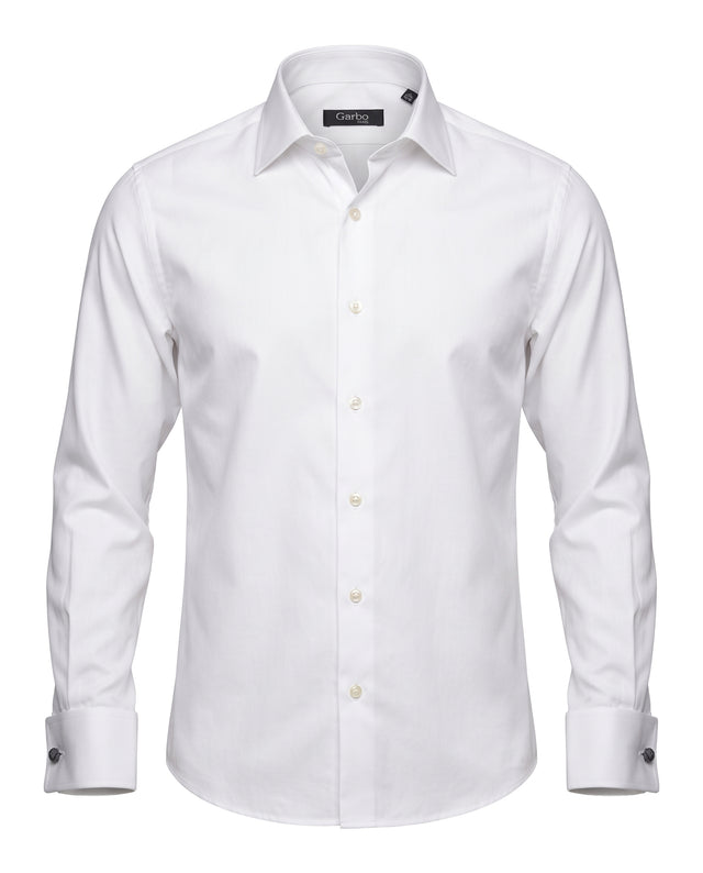 CHEMISE COL ITALIEN EN POPELINE BLANCHE POIGNETS MOUSQUETAIRE