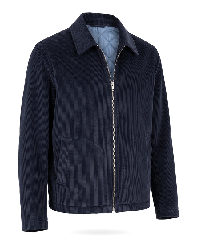 BLOUSON MARIO MATELASSÉ EN GROS VELOURS BLEU MARINE