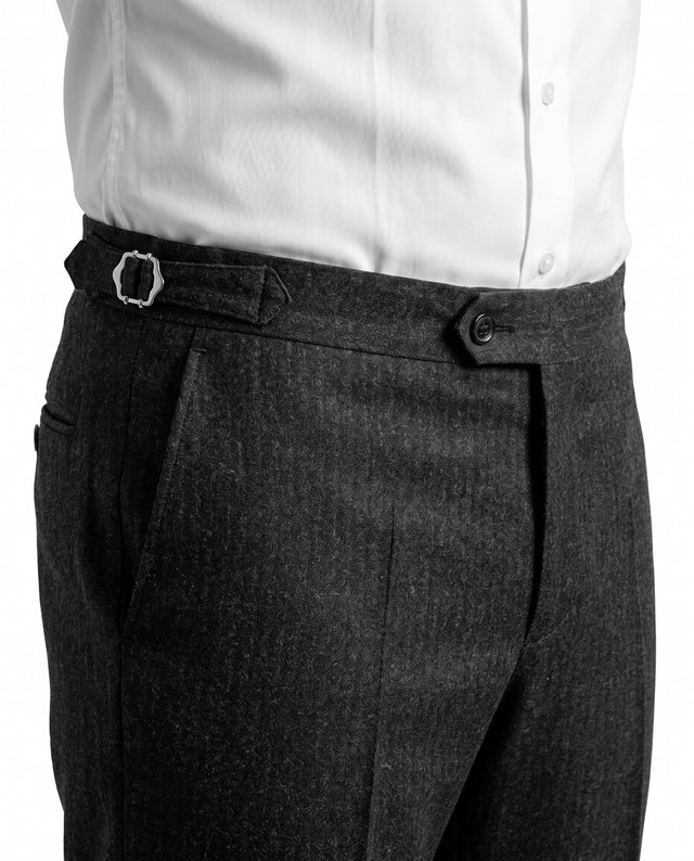Costume "Méthoni" en Flanelle Gris Anthracite à Rayures Ton sur Ton Vitale Barberis Canonico ®