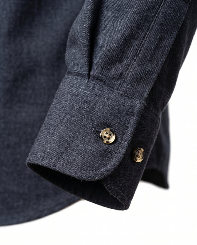 CHEMISE CORFOU EN FLANELLE DE COTON BLEU MARINE