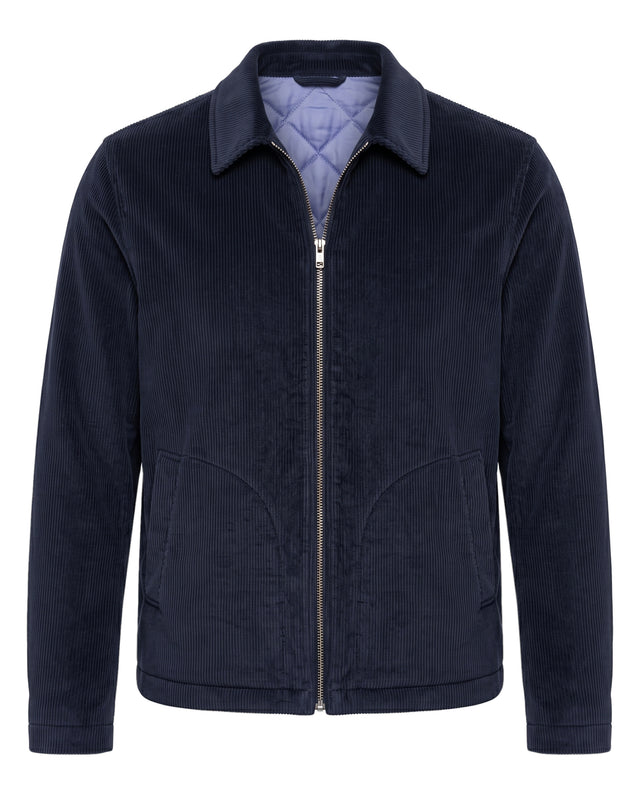 BLOUSON MARIO MATELASSÉ EN GROS VELOURS BLEU MARINE