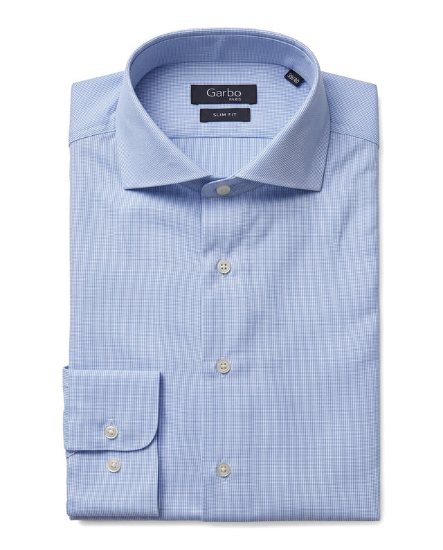 CHEMISE COL CUTAWAY PIQUÉE BLEU CIEL