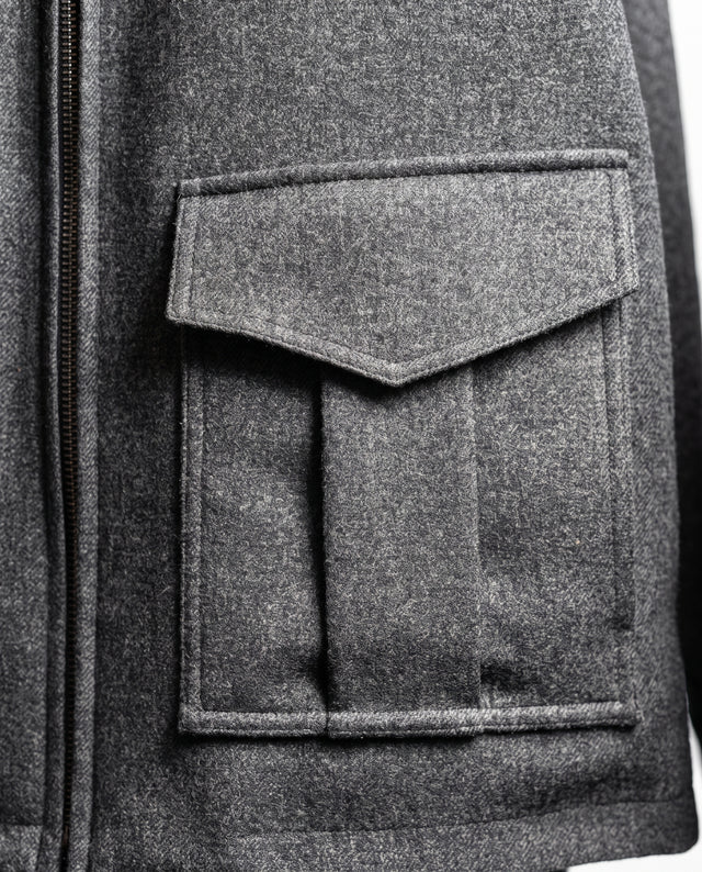 BLOUSON HERMÈS EN LAINE À PETITS PIQUÉ GRIS ANTHRACITE