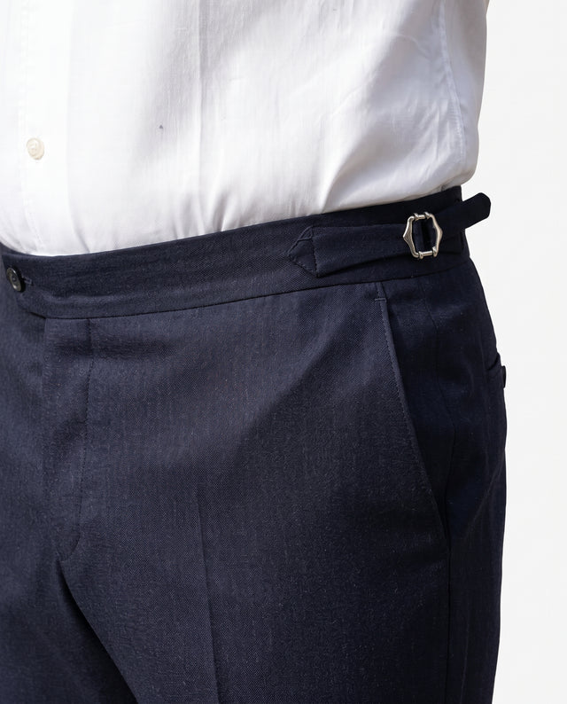 Costume "Méthoni" en Flanelle Bleu Marine à Rayures Ton sur Ton Vitale Barberis Canonico ®