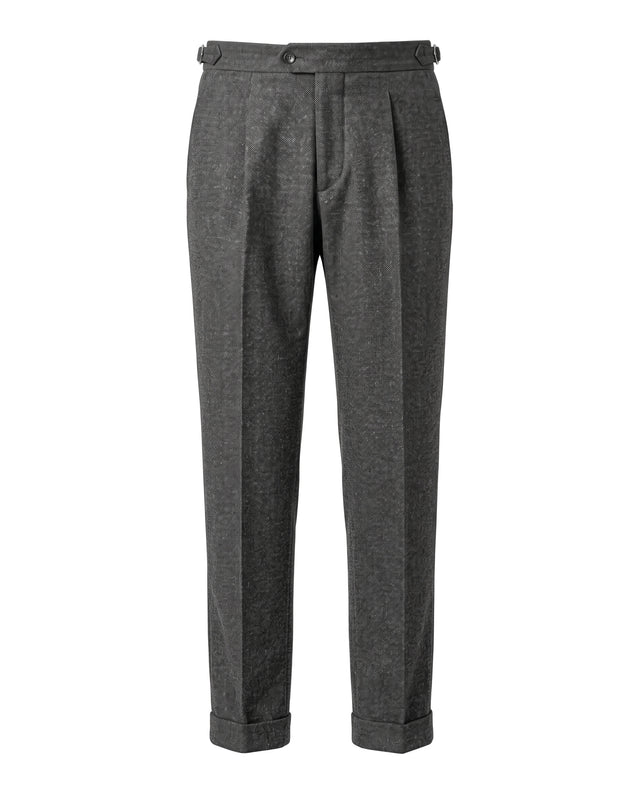 Pantalon à Pinces "Ulysse" en Flanelle Chinée Grise