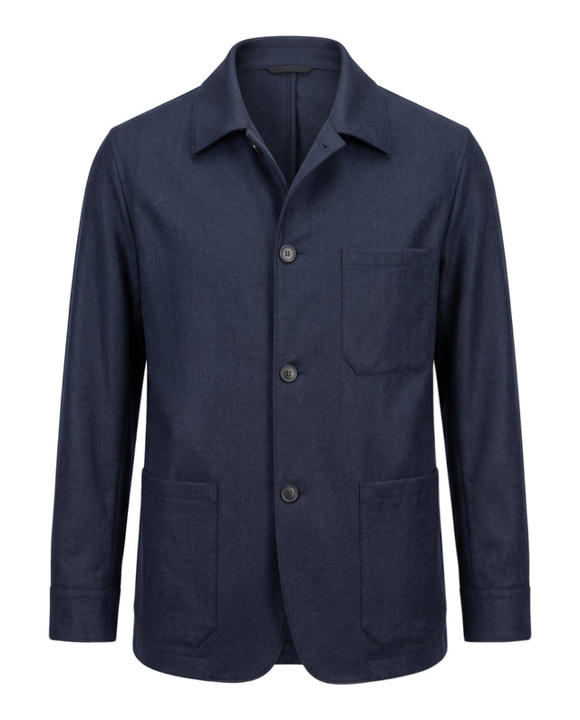 VESTE D'ARTISTE TÉLÉMAQUE EN FLANELLE DE CHEZ VITALE BARBERIS CANONICO® BLEU MARINE