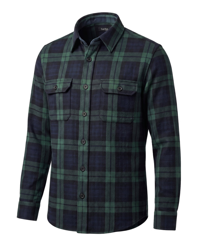 SURCHEMISE ALEX BLEU MARINE ET VERT FONCÉ EN FLANELLE DE COTON EPAIS (TARTAN)