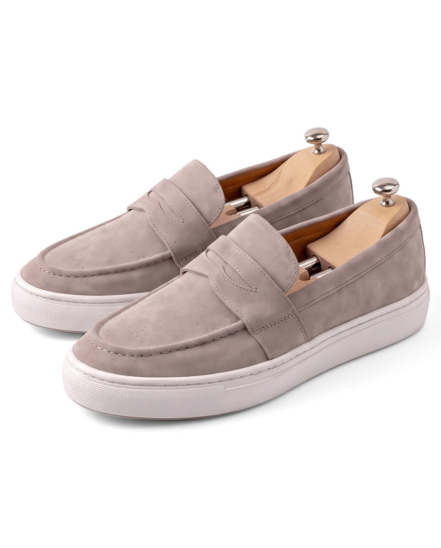 "Mykonos" Mocassin Sport Chic en Cuir Daim Beige