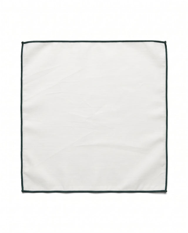 Pochette Coton Blanche Contour Vert