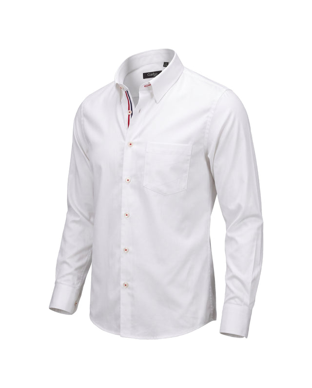 CHEMISE CORFOU EN OXFORD BLANCHE AVEC GANSE BLEU BLANC ROUGE