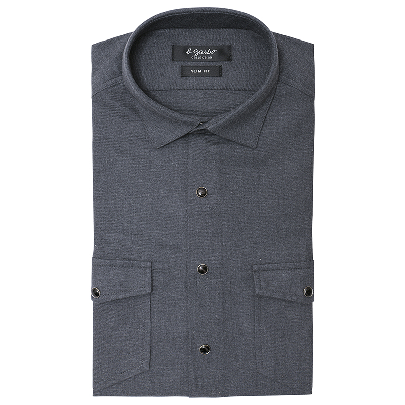 Col Français Flanelle Gris Poches